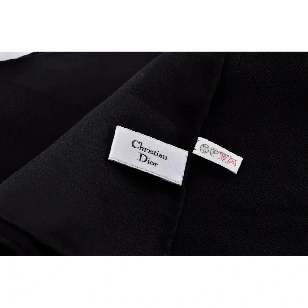 Christian Dior Scarf Bandana Silk 100% Black 88×88cm (35inches)Authentic